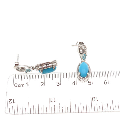 Chuck Clemency 925 Sterling Silver Real Turquoise Apatite & White Topaz Earrings