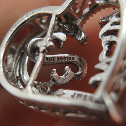 JANE SEYMOUR 925 Sterling Silver 10K Gold Real Diamond Mom Heart Slide Pendant