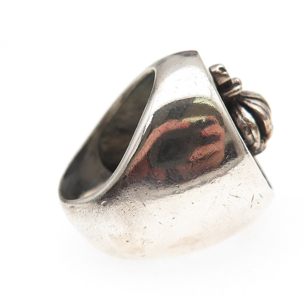 925 Sterling Silver Vintage Royal Crown Heart Oxidized Ring Size 6.25