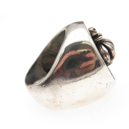 925 Sterling Silver Vintage Royal Crown Heart Oxidized Ring Size 6.25
