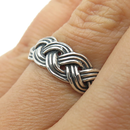 925 Sterling Silver Vintage Wicker Band Ring Size 6.75