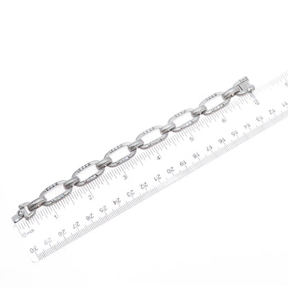 JUDITH RIPKA 925 Sterling Silver Round-Cut C Z Paperclip Link Bracelet 6.5"