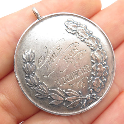 925 Sterling Silver Antique Small Clubs Championship 1 Mile Run Medal Pendant