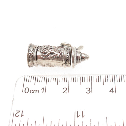 925 Sterling Silver Antique Art Deco Beer Stein 3D Open Charm Pendant