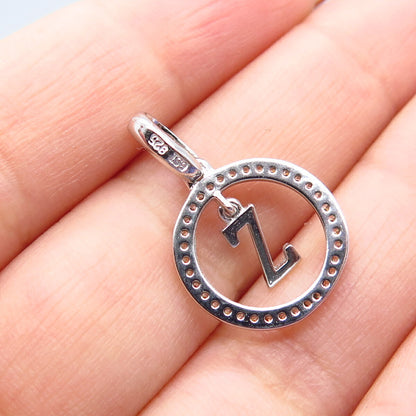 925 Sterling Silver C Z Letter "Z" Initial Pendant