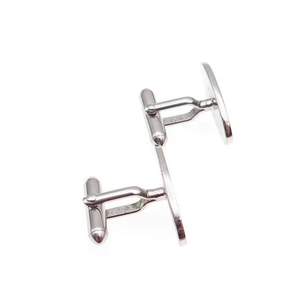 Swank 925 Sterling Silver Vintage Brushed Oval-Shape Cufflinks