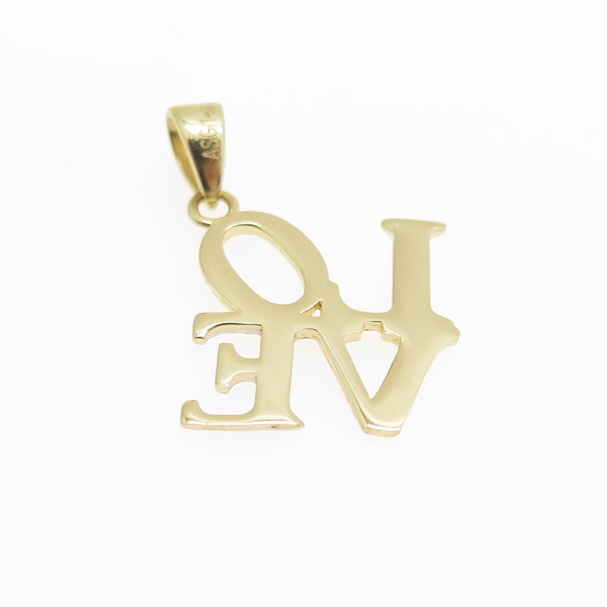 14K Yellow & White Gold "LOVE" Minimalist Charm Pendant