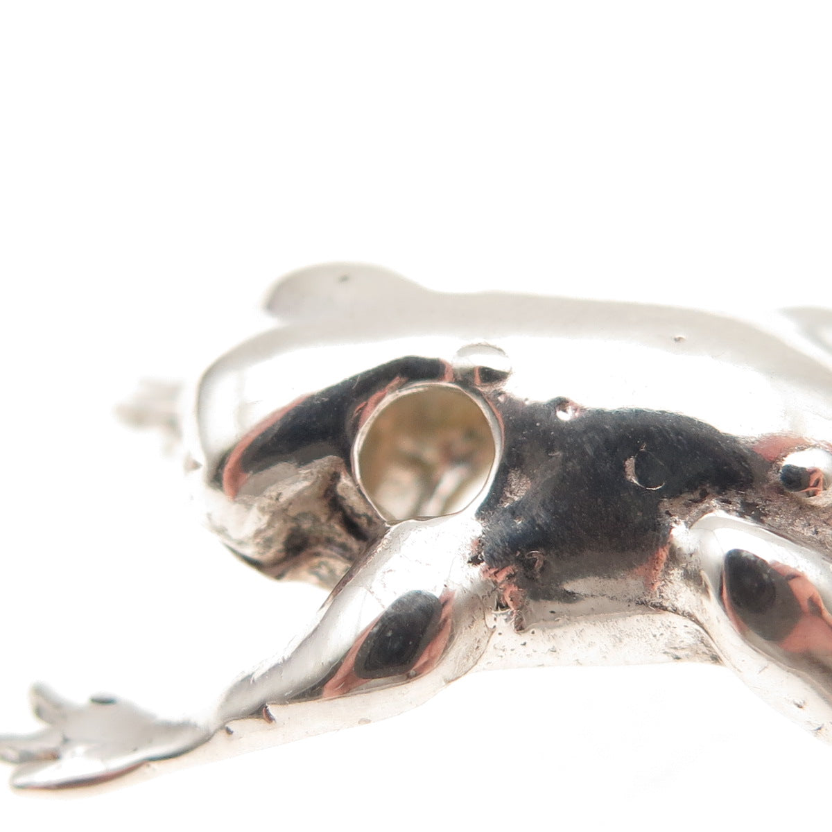 925 Sterling Silver Vintage Frog For Good Luck 3D Slide Charm Pendant