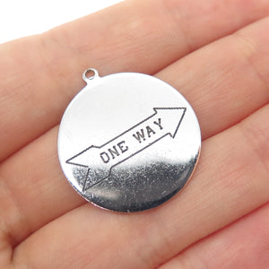 ELCO 925 Sterling Silver Vintage One Way Round Tag Charm Pendant