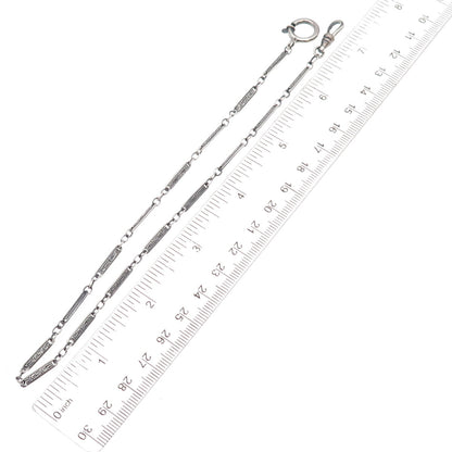 925 Sterling Silver Antique Art Deco Floral Bar Pocket Watch Chain 14"