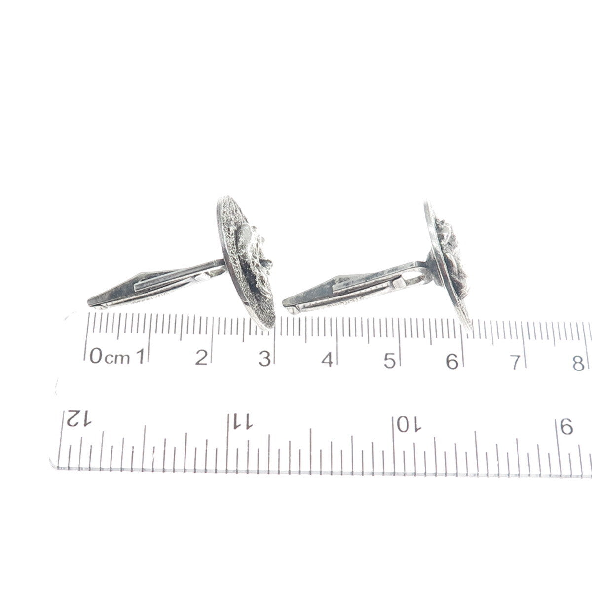 BY ALEX 925 Sterling Silver Vintage Modernist Nugget Oxidized Cufflinks