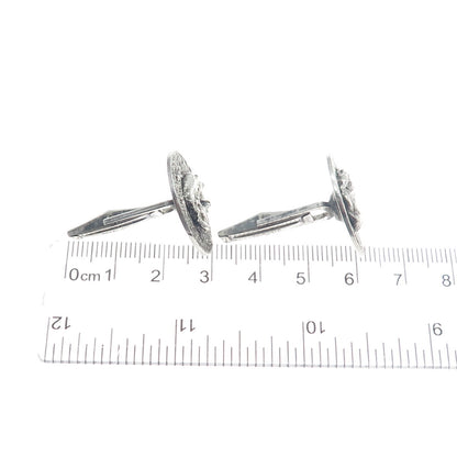BY ALEX 925 Sterling Silver Vintage Modernist Nugget Oxidized Cufflinks
