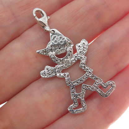 DASAN INC 925 Sterling Silver Real Round-Cut Diamond Boy Lobster Lock Pendant