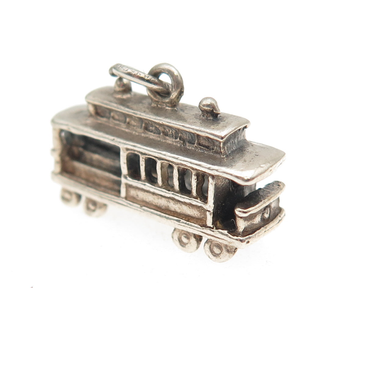 DANECRAFT 925 Sterling Silver Vintage San Francisco Cable Car 3D Mini Pendant