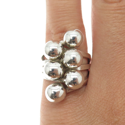 925 Sterling Silver Vintage Mexico Modernist Ball Beaded Ring Size 6.25