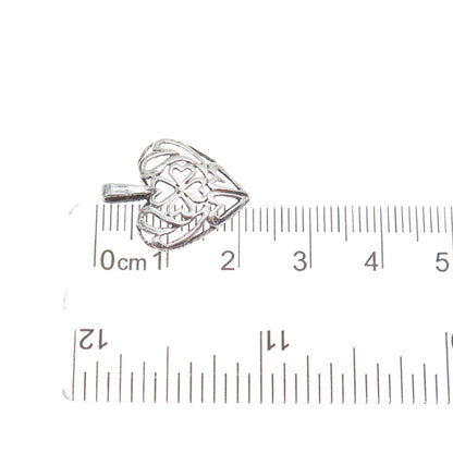 925 Sterling Silver Vintage Clover Heart Minimalist Charm Pendant