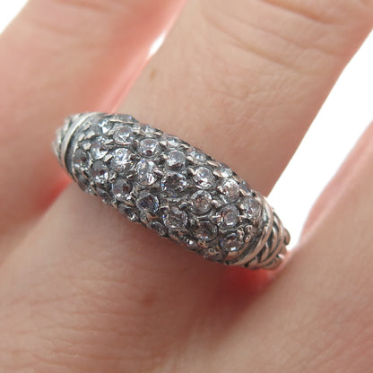 925 Sterling Silver Vintage Round-Cut C Z Ring Size 6