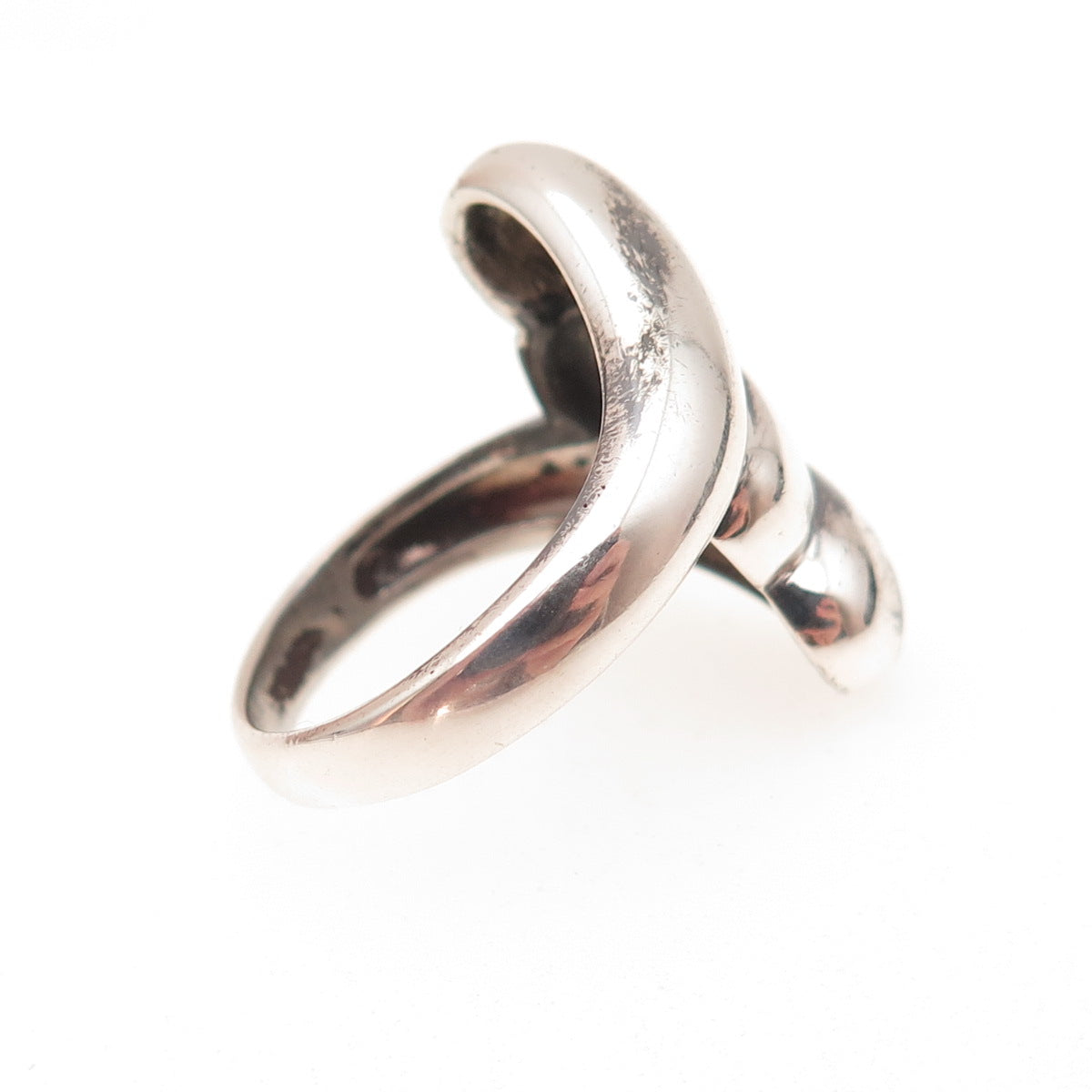 925 Sterling Silver Vintage Modernist Oxidized Ring Size 7.5