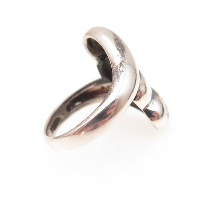 925 Sterling Silver Vintage Modernist Oxidized Ring Size 7.5