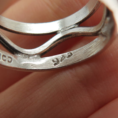 925 Sterling Silver Vintage Mexico Modernist Zig Zag Band Ring Size 8.25