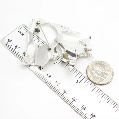 925 Sterling Silver Vintage Mexico Modernist Fish Pin Brooch