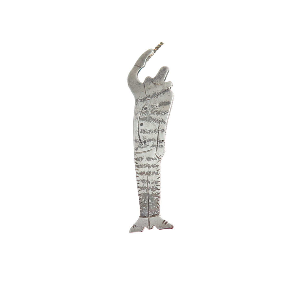 925 Sterling Silver 2-Tone Vintage Modernist Man in Hat Oxidized Lapel Pin