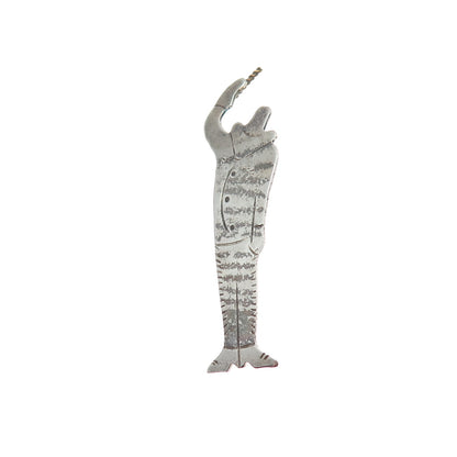925 Sterling Silver 2-Tone Vintage Modernist Man in Hat Oxidized Lapel Pin