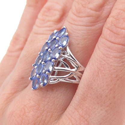 Chuck Clemency 925 Sterling Silver Real Oval-Cut Tanzanite Ring Size 8.25