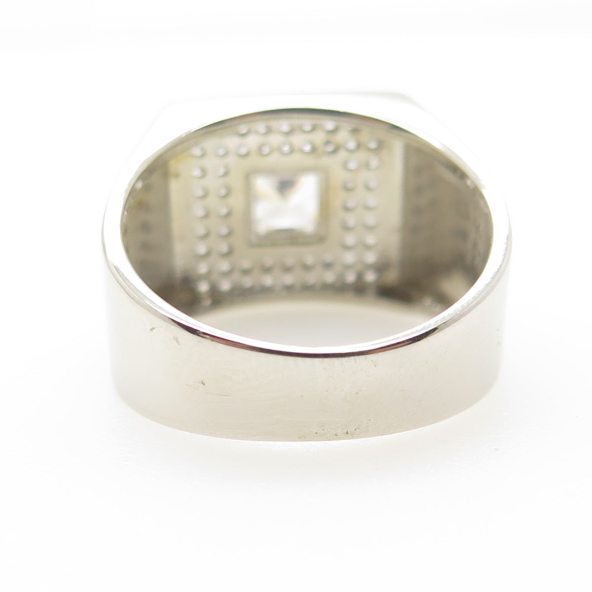 925 Sterling Silver Princess-Cut Shaped C Z Ring Size 9.25