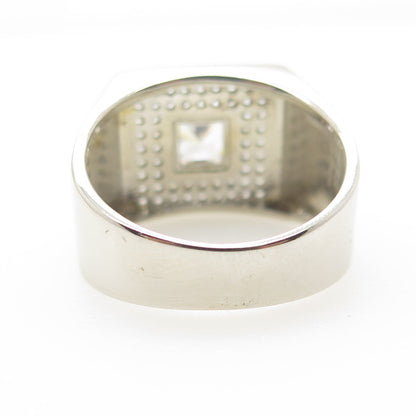 925 Sterling Silver Princess-Cut Shaped C Z Ring Size 9.25