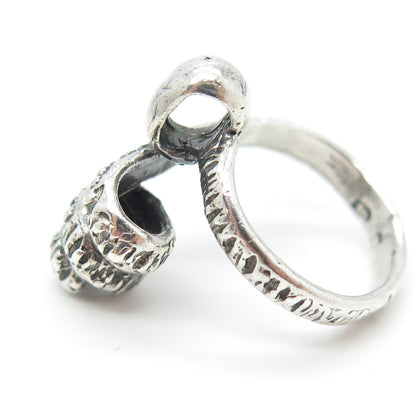 925 Sterling Silver Vintage Modernist Swirl Oxidized Ring Size 4.75