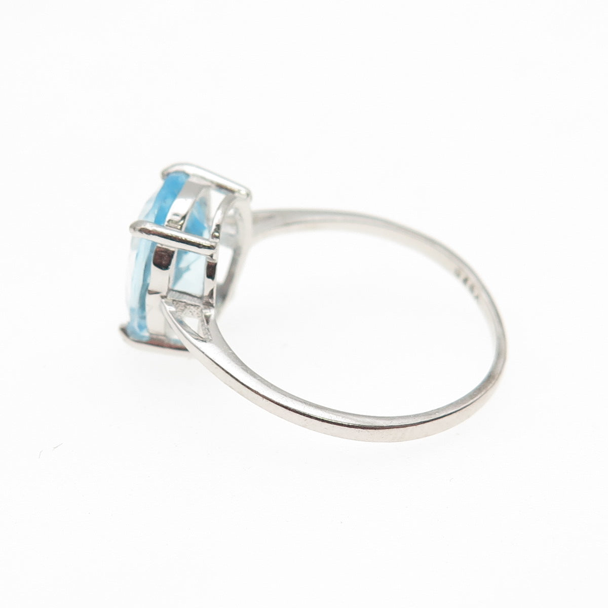 925 Sterling Silver Real Oval-Cut Blue Topaz Ring Size 7.25