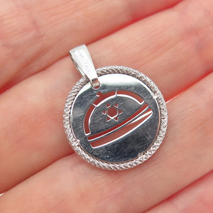 925 Sterling Silver Vintage Italy Star of David Judaica Minimalist Charm Pendant