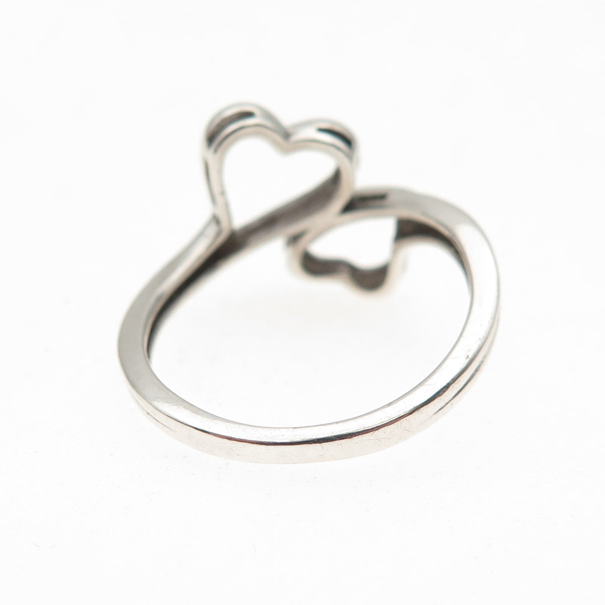 RL Richline 925 Sterling Silver Vintage Open Heart Bypass Ring Size 6.5