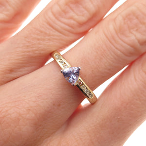 925 Sterling Silver Gold Plated Real Tanzanite & White Topaz Ring Size 7.25