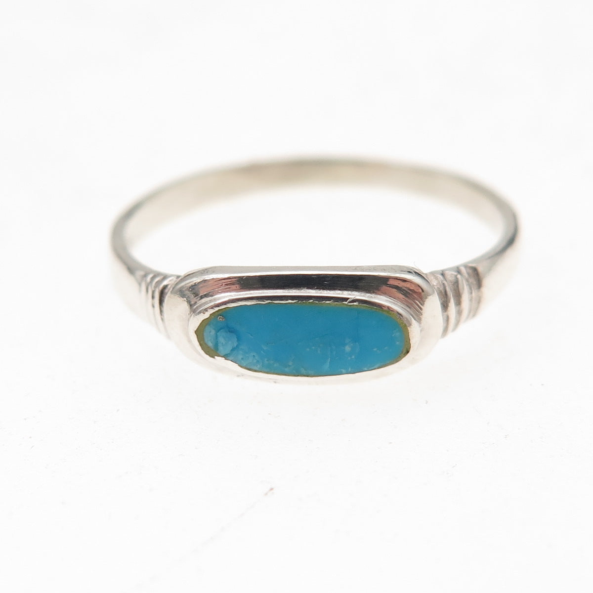 925 Sterling Silver Vintage Real Turquoise Ring Size 6.5