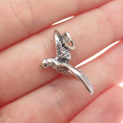 BEAU 925 Sterling Silver Vintage Seagull Oxidized Minimalist 3D Charm Pendant