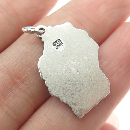 J.M. FISHER Sterling Silver Vintage Wisconsin Dairy Products Oxidized Pendant