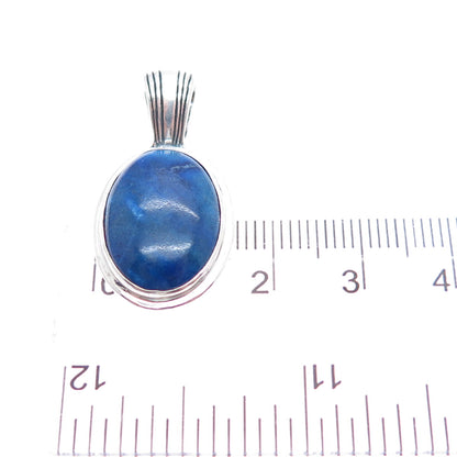 CAROLYN POLLACK Old Pawn 925 Sterling Silver Vintage Lapis Tribal Charm Pendant