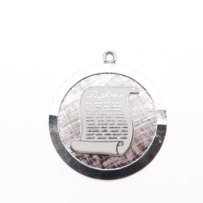 925 Sterling Silver Vintage Enamel Diploma Charm Pendant