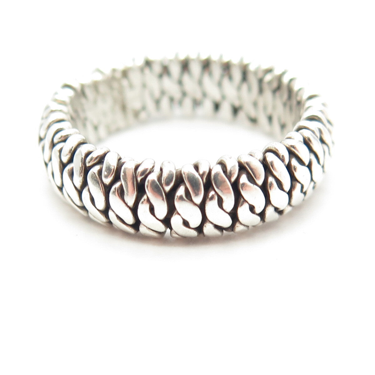 925 Sterling Silver Vintage Woven Rope Band Ring Size 8.75