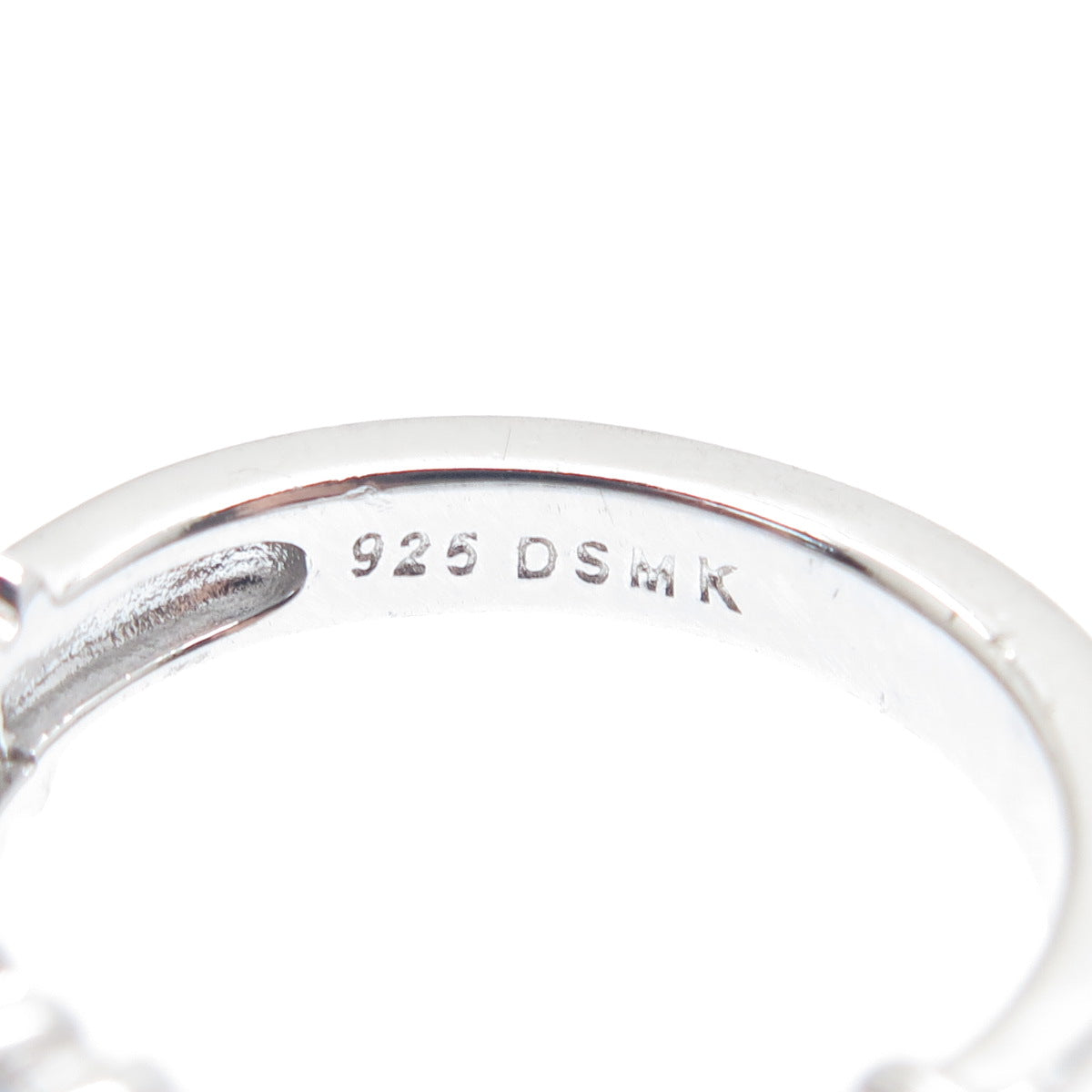 DSMK 925 Sterling Silver Emerald-Cut Shaped C Z Half Eternity Ring Size 7.25