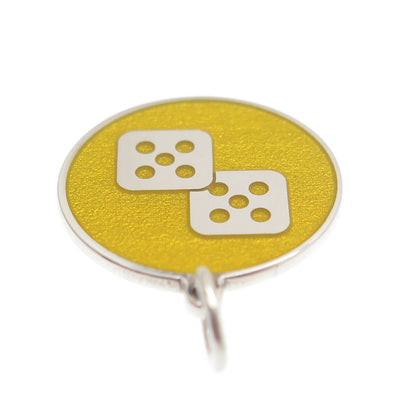 925 Sterling Silver Yellow Enamel Number 10 Lucky Dice Minimalist Charm Pendant