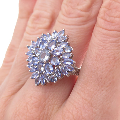 Chuck Clemency 925 Sterling Silver Real Multi-Cut Tanzanite Ring Size 8