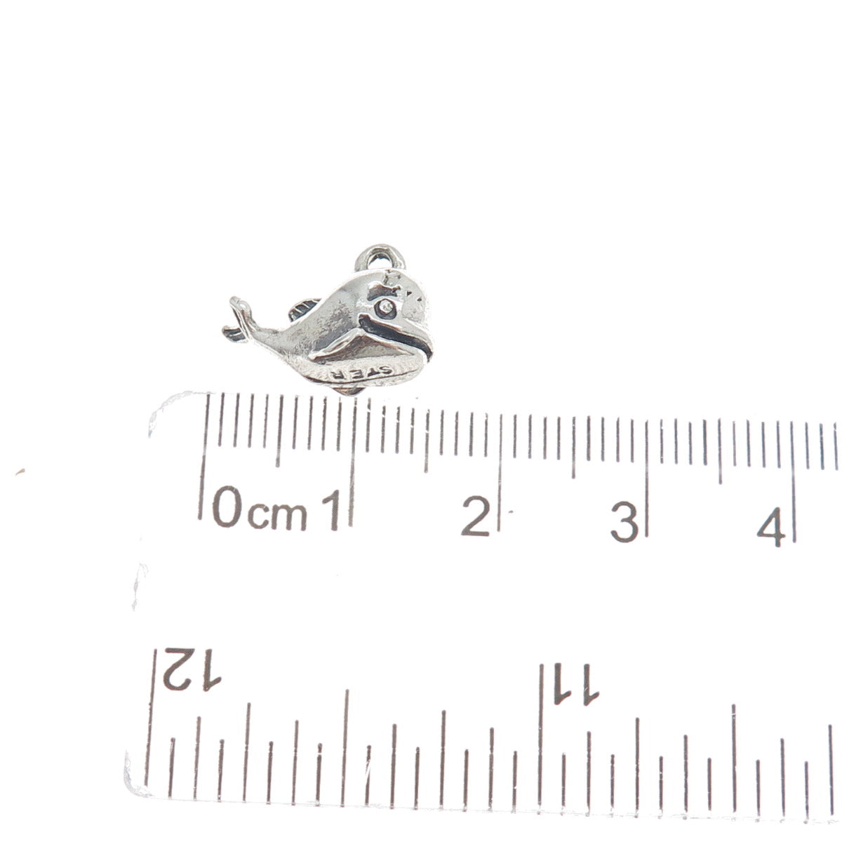 925 Sterling Silver Vintage Baby Whale Oxidized Minimalist 3D Charm Pendant