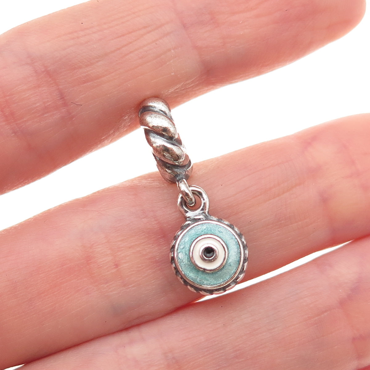 Pandora 925 Sterling Silver Enamel Evil Eye Dangle Charm