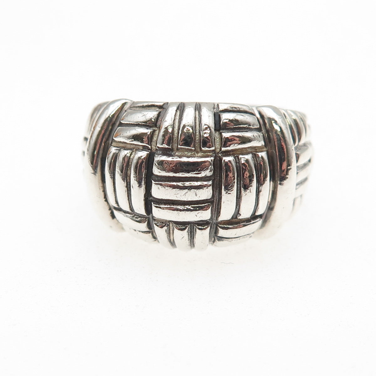 ESPO Joseph Esposito Sterling Silver Vintage Ribbed Dome Oxidized Ring Size 6