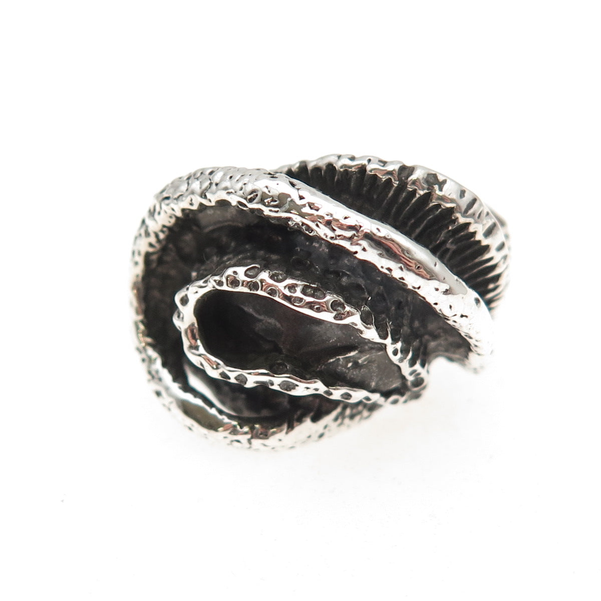 925 Sterling Silver Vintage Modernist Oxidized Ring Size 5