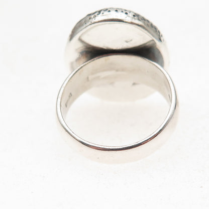 925 Sterling Silver Vintage Italy Sand Dollar Oxidized Ring Size 8.5