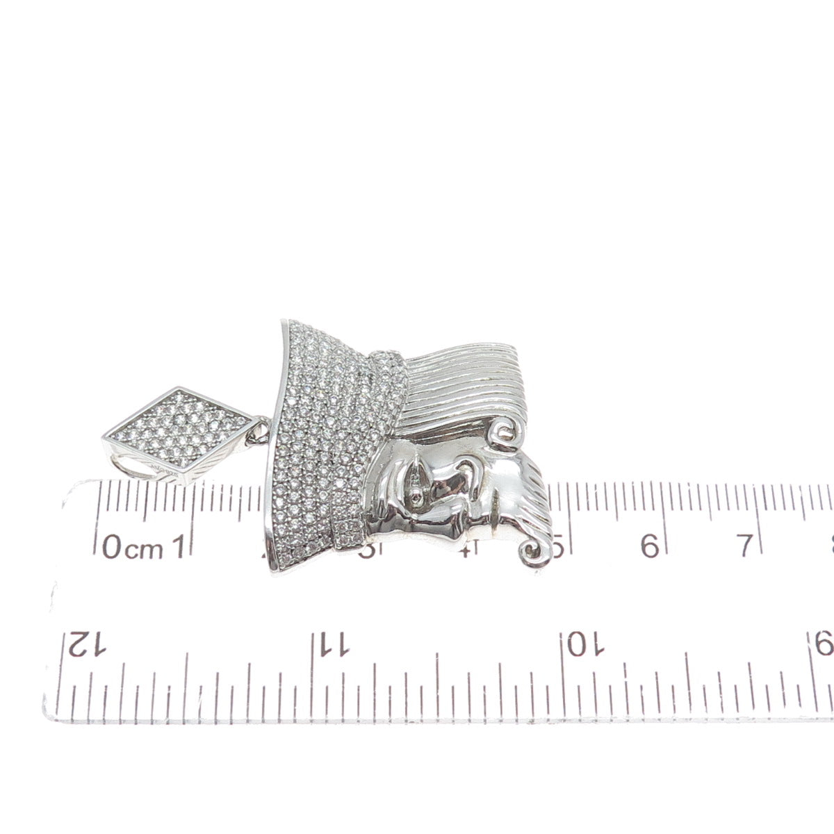 925 Sterling Silver Round-Cut Shaped C Z King of Diamonds Playing Cards Pendant